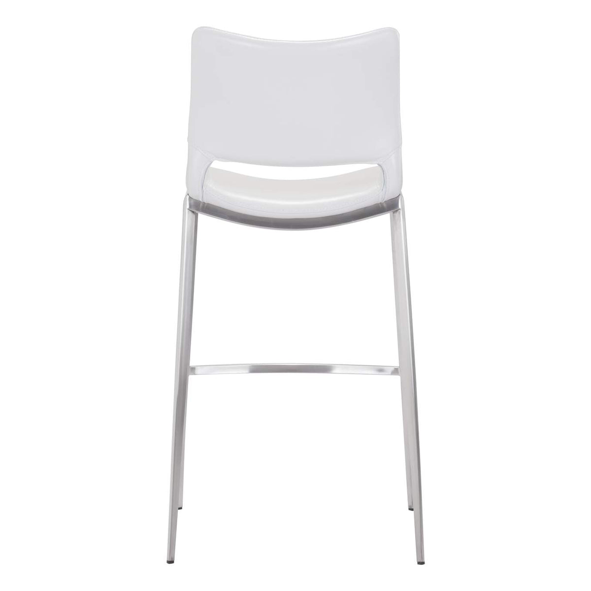 101283 Ace Barstool (Set Of 2) White & Silver