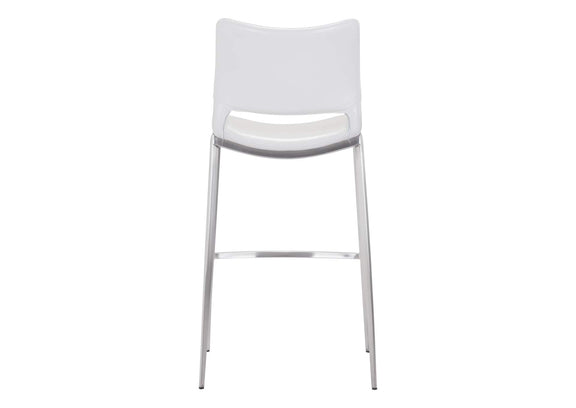 101283 Ace Barstool (Set Of 2) White & Silver