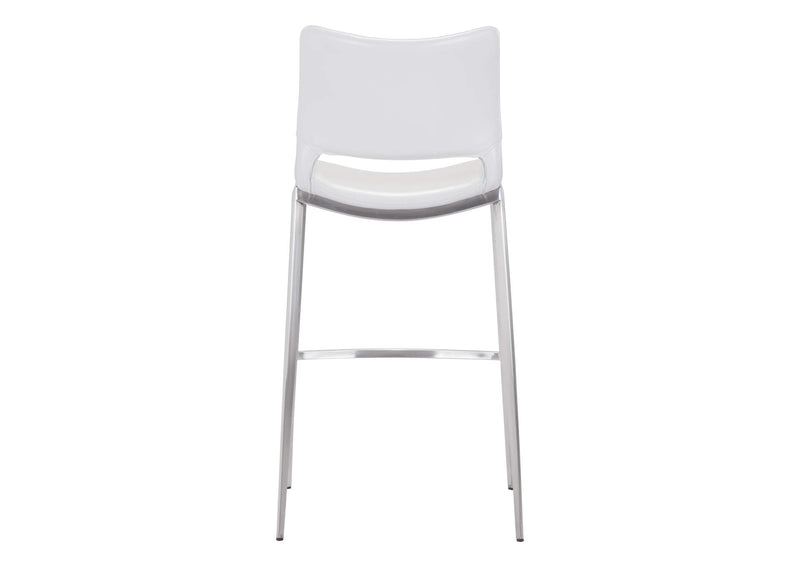 101283 Ace Barstool (Set Of 2) White & Silver