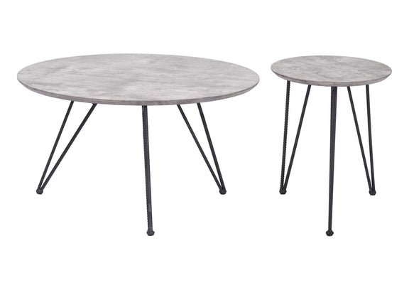 109232 Kerris Coffee Table Set (2-Piece) Gray & Black