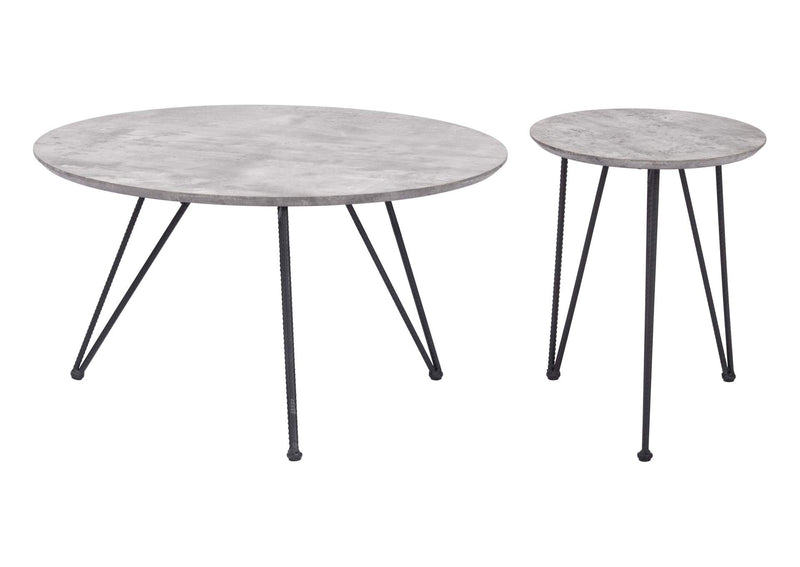 109232 Kerris Coffee Table Set (2-Piece) Gray & Black