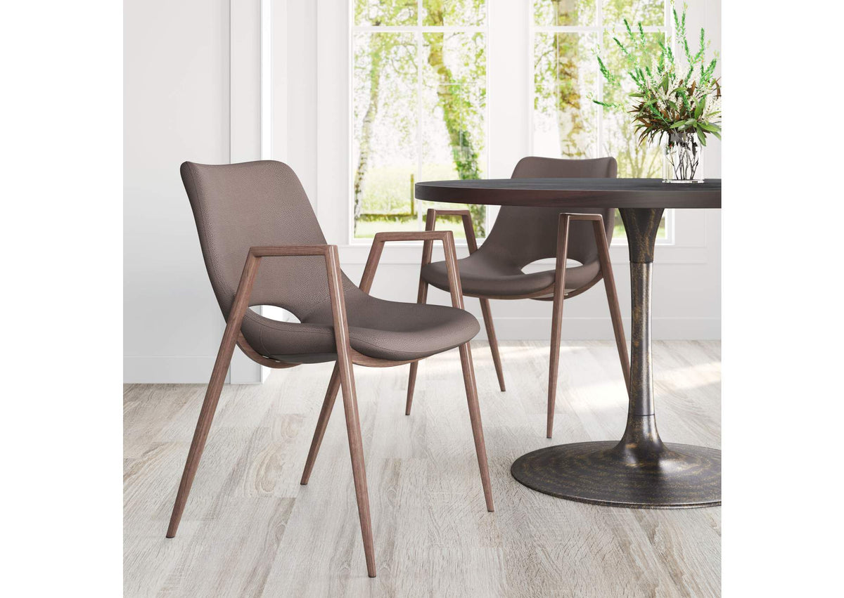 109730 Desi Dining Chair (Set Of 2) Brown & Walnut
