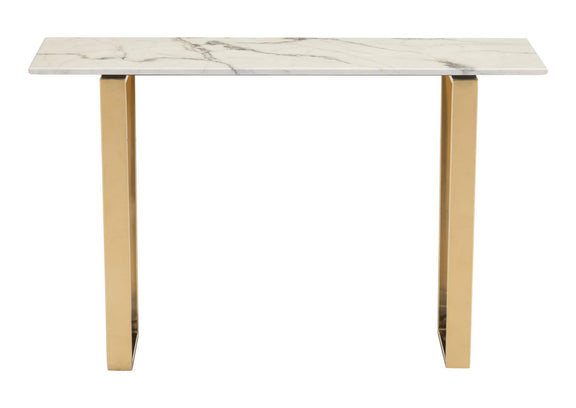100654 Atlas Console Table White & Gold