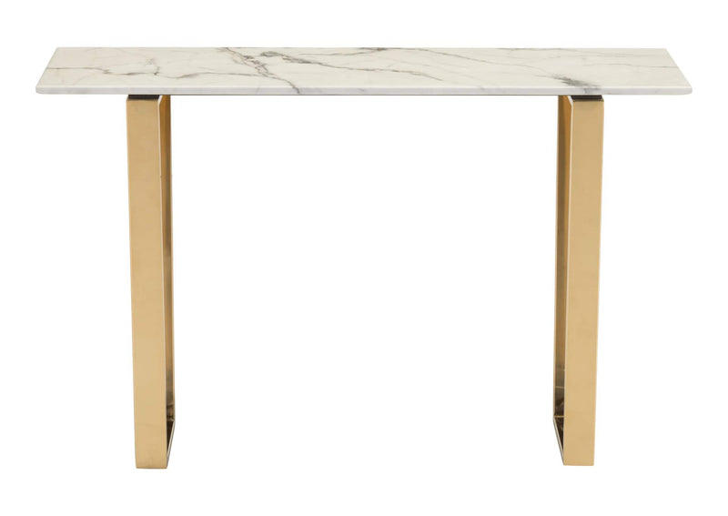 100654 Atlas Console Table White & Gold
