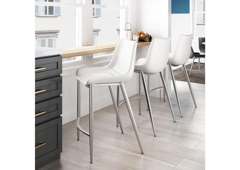 101408 Magnus Counter Stool (Set Of 2) White & Silver