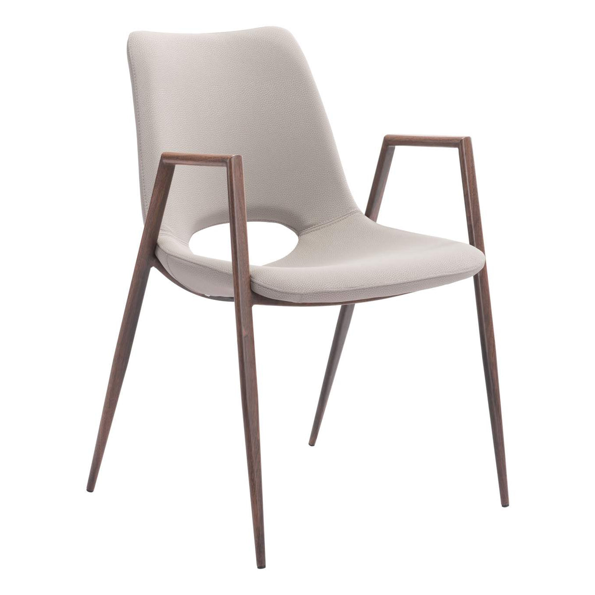 101696 Desi Dining Chair (Set Of 2) Beige & Walnut