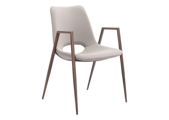 101696 Desi Dining Chair (Set Of 2) Beige & Walnut