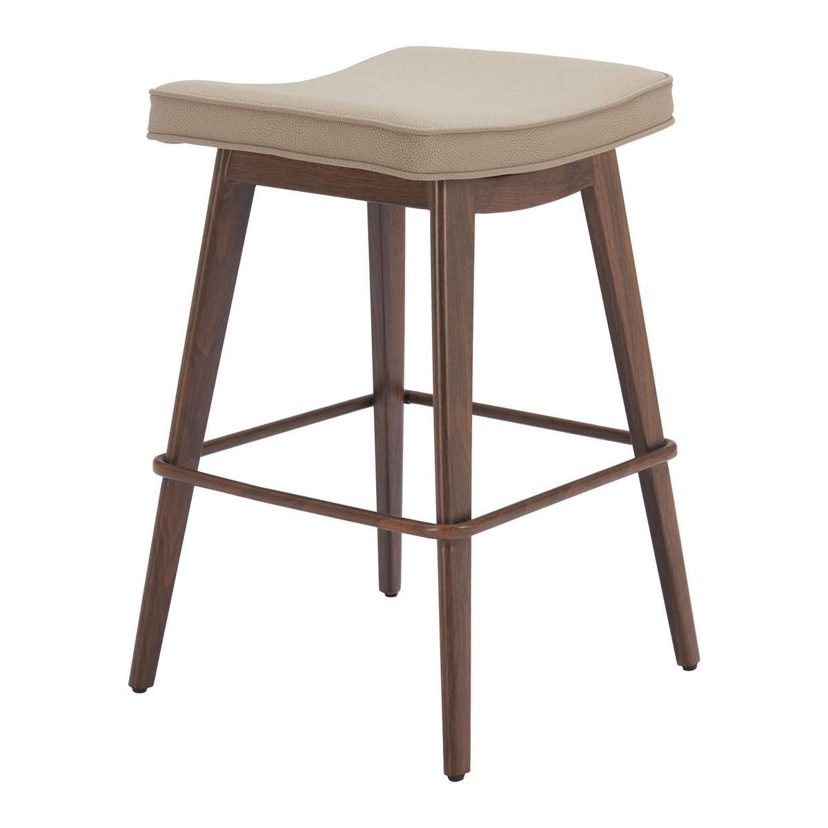 110331 Divat Counter Stool (Set Of 2) Beige & Walnut