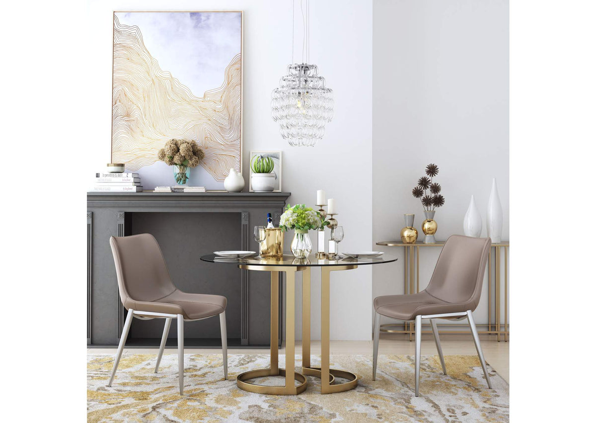 101269 Magnus Dining Chair (Set Of 2) Brown & Silver