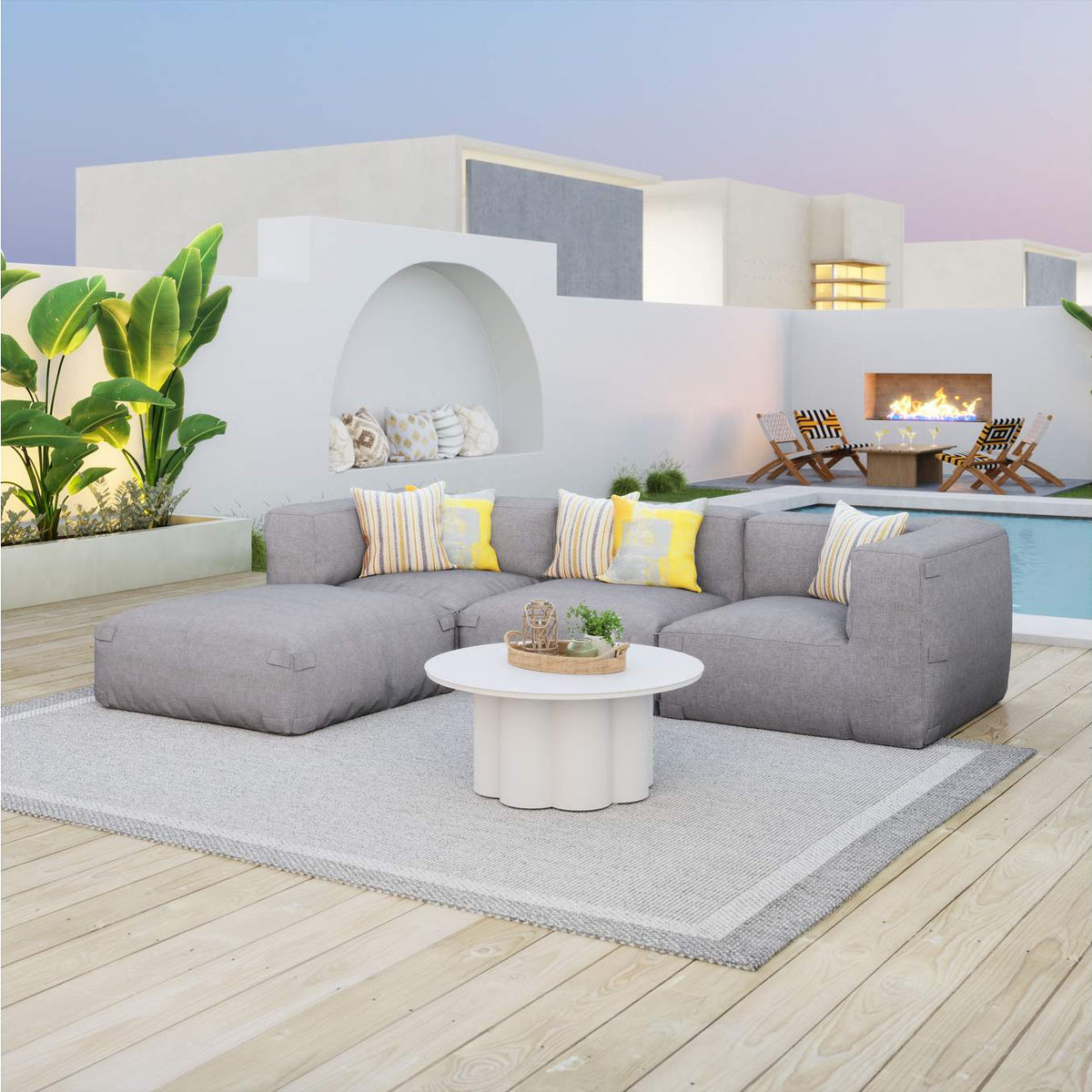 704002 Luanda Outdoor Corner Chair Gray