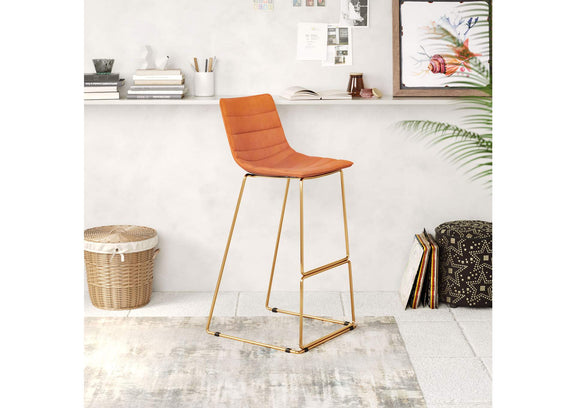 109502 Adele Barstool (Set Of 2) Orange & Gold