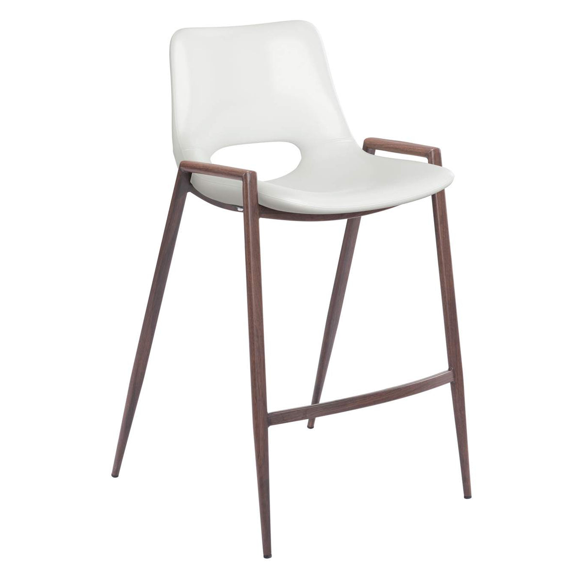 109069 Desi Counter Stool (Set Of 2) White & Walnut