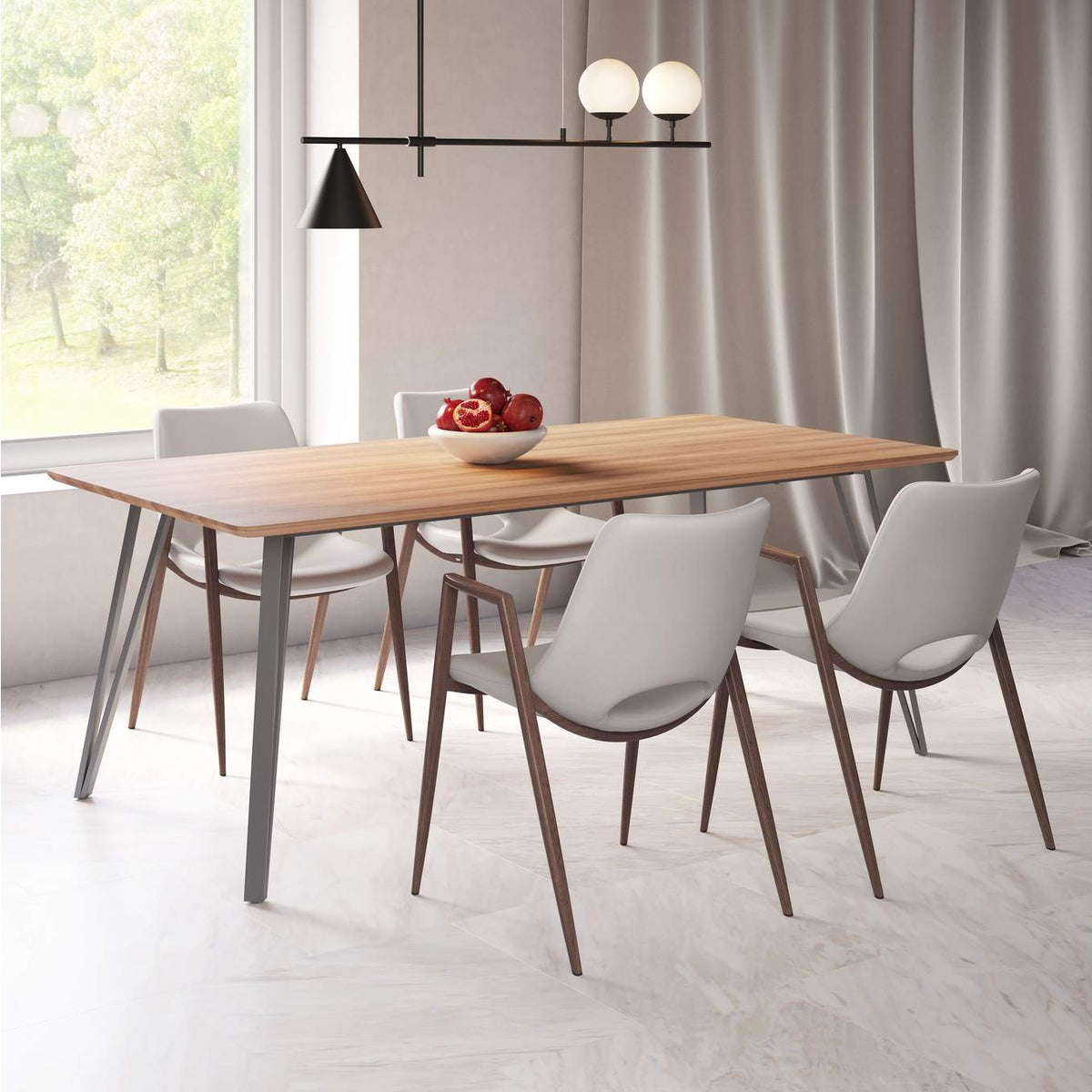 101696 Desi Dining Chair (Set Of 2) Beige & Walnut