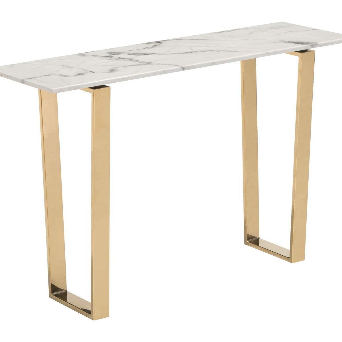 100654 Atlas Console Table White & Gold