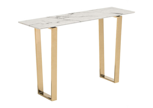 100654 Atlas Console Table White & Gold