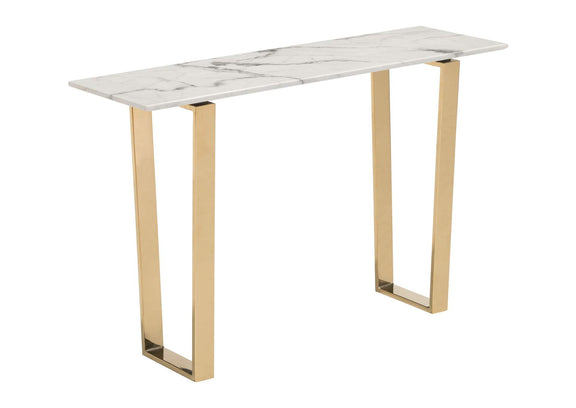 100654 Atlas Console Table White & Gold