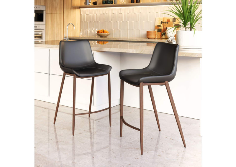 109935 Magnus Counter Stool (Set Of 2) Black & Walnut