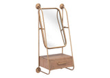 A12232 Peralta Mirror Shelf Brass & Brown
