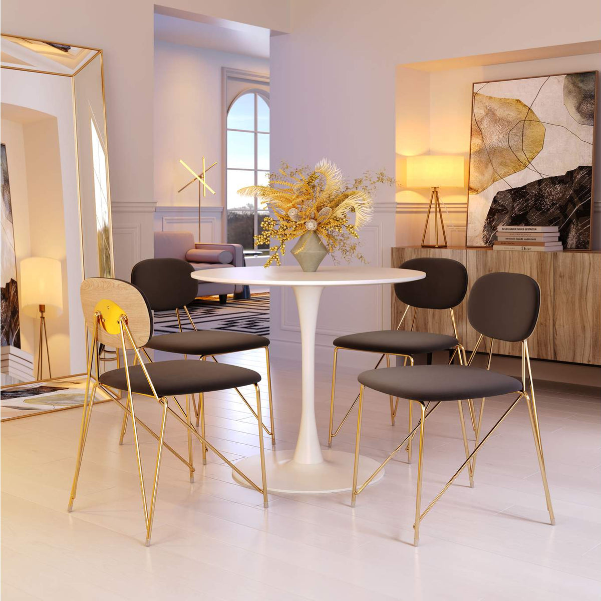 109661 Georges Dining Chair (Set Of 2) Gray & Gold