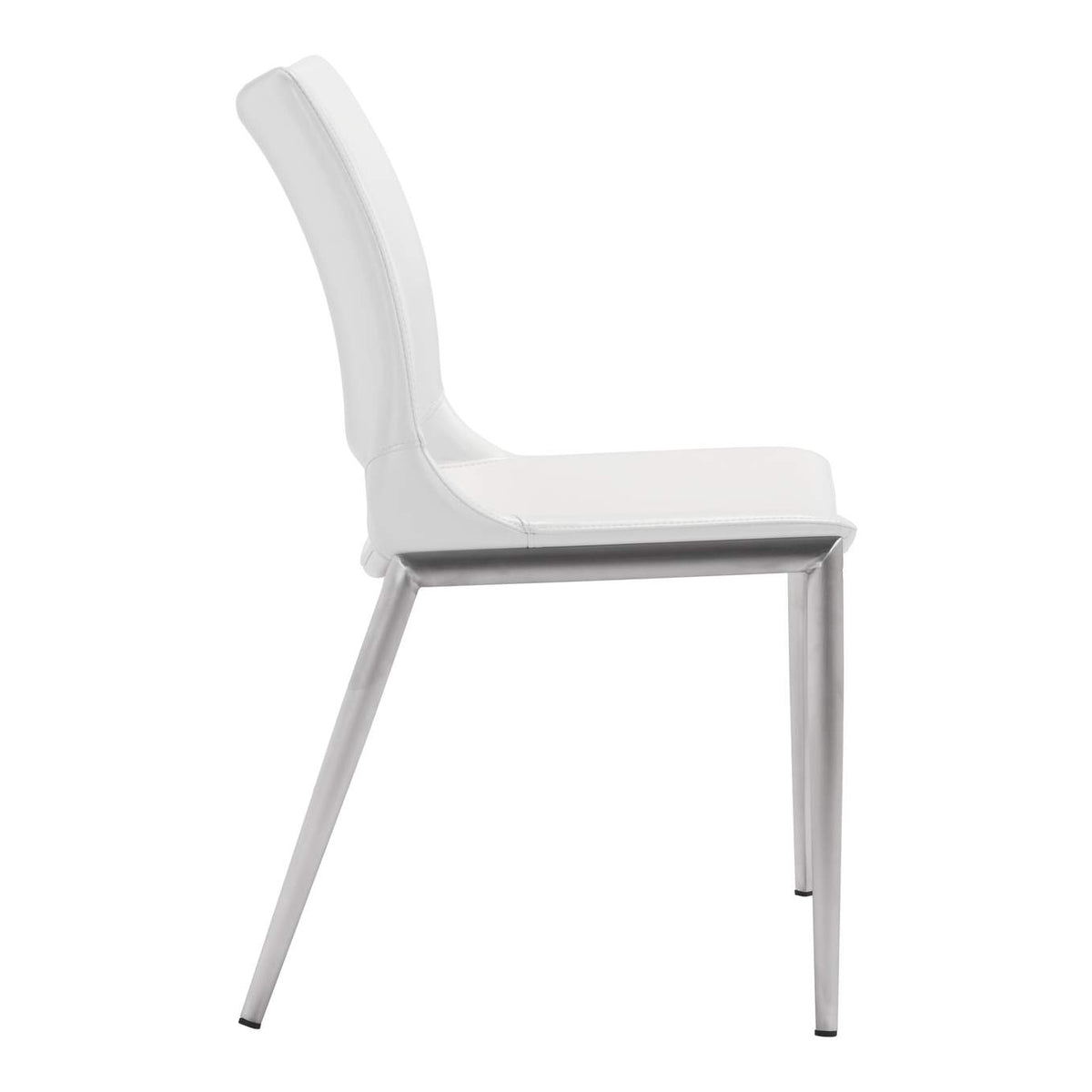 101279 Ace Dining Chair (Set Of 2) White & Silver