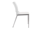 101279 Ace Dining Chair (Set Of 2) White & Silver