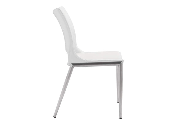 101279 Ace Dining Chair (Set Of 2) White & Silver
