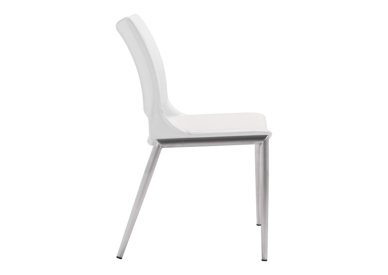 101279 Ace Dining Chair (Set Of 2) White & Silver