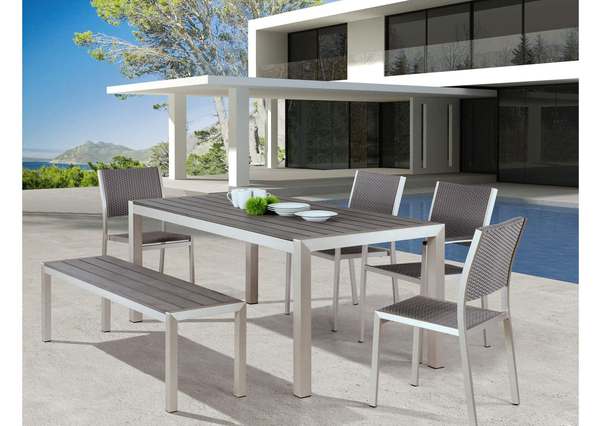 701862 Metropolitan Outdoor Double Bench Gray & Silver