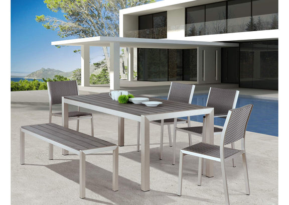 701862 Metropolitan Outdoor Double Bench Gray & Silver