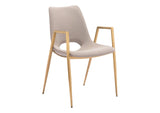 109731 Desi Dining Chair (Set Of 2) Beige & Gold