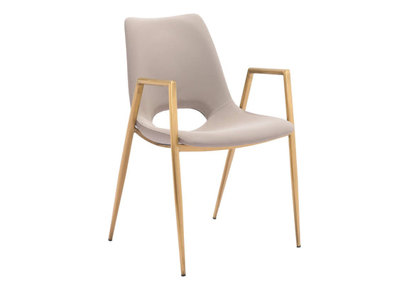 109731 Desi Dining Chair (Set Of 2) Beige & Gold