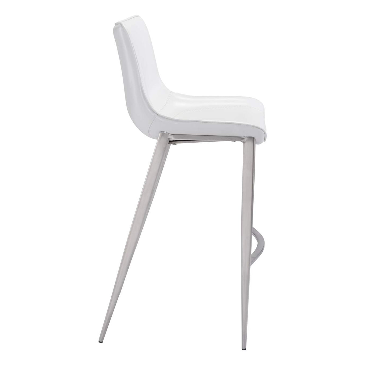 101275 Magnus Barstool (Set Of 2) White & Silver