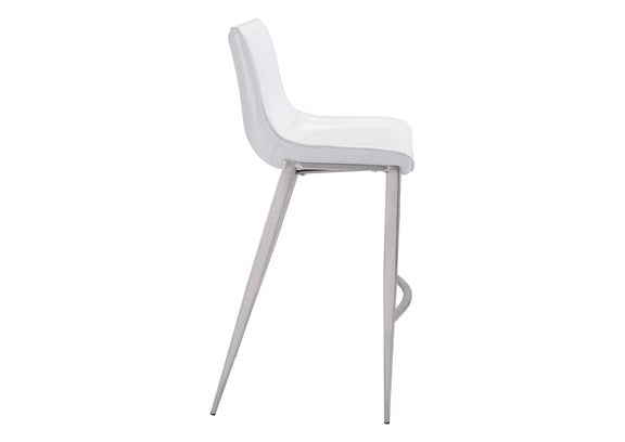 101275 Magnus Barstool (Set Of 2) White & Silver