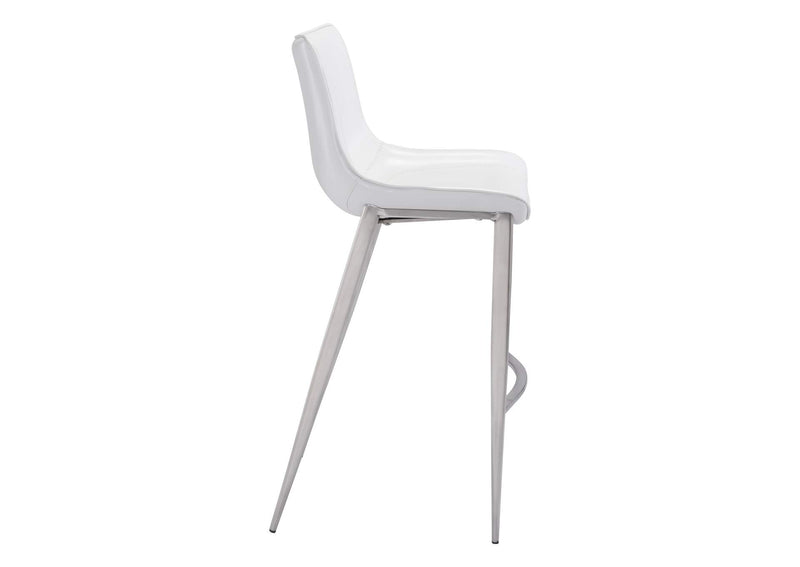 101275 Magnus Barstool (Set Of 2) White & Silver