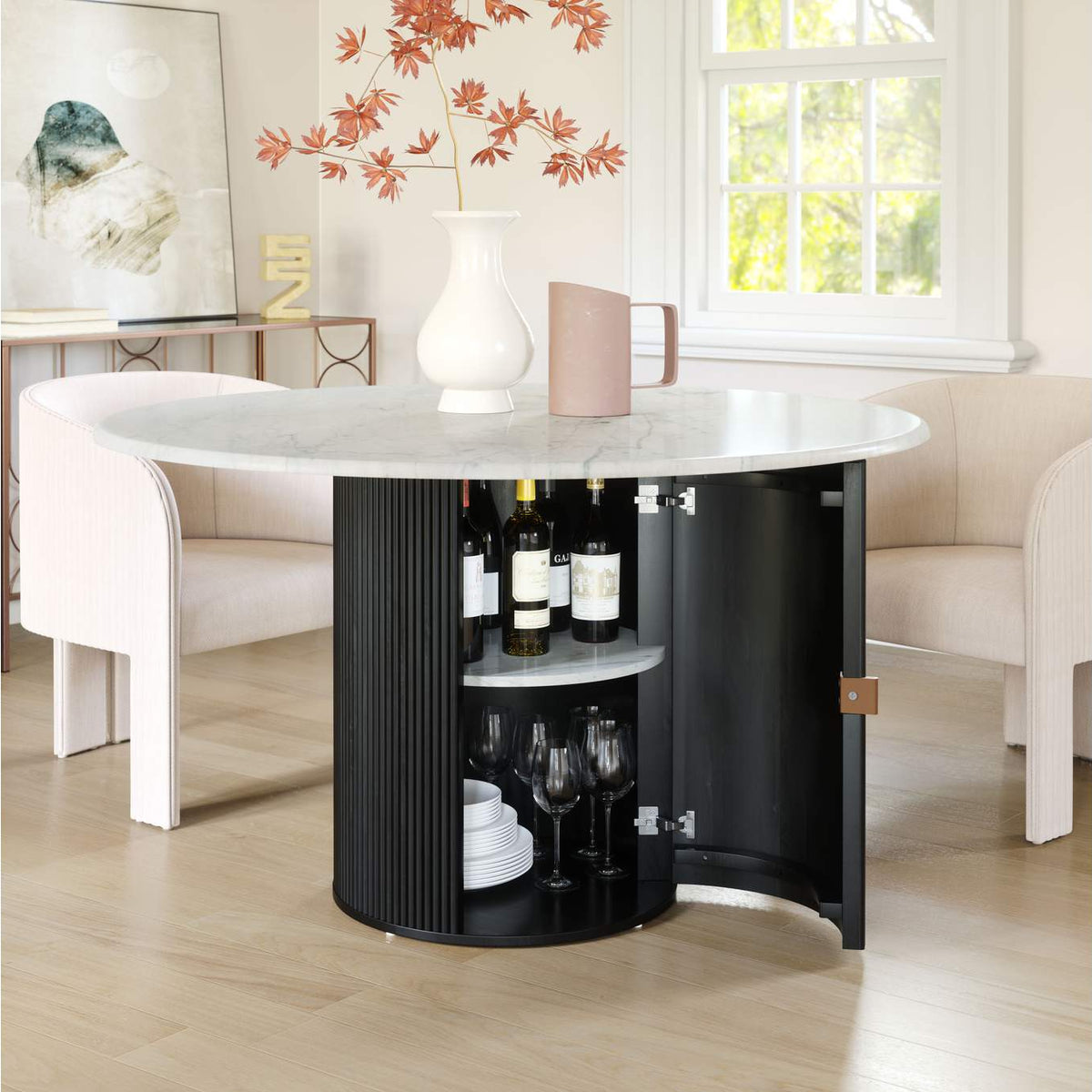 110140 Izola Dining Table White & Black