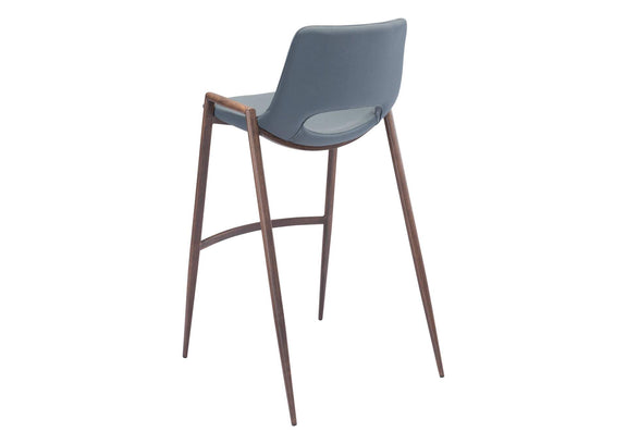 101698 Desi Barstool (Set Of 2) Azure Gray & Walnut
