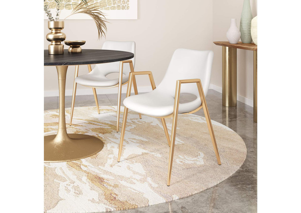 109550 Desi Dining Chair (Set Of 2) White & Gold