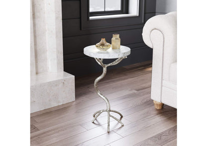 109560 Joel Side Table White & Silver
