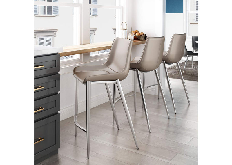 102028 Magnus Counter Stool (Set Of 2) Brown & Silver