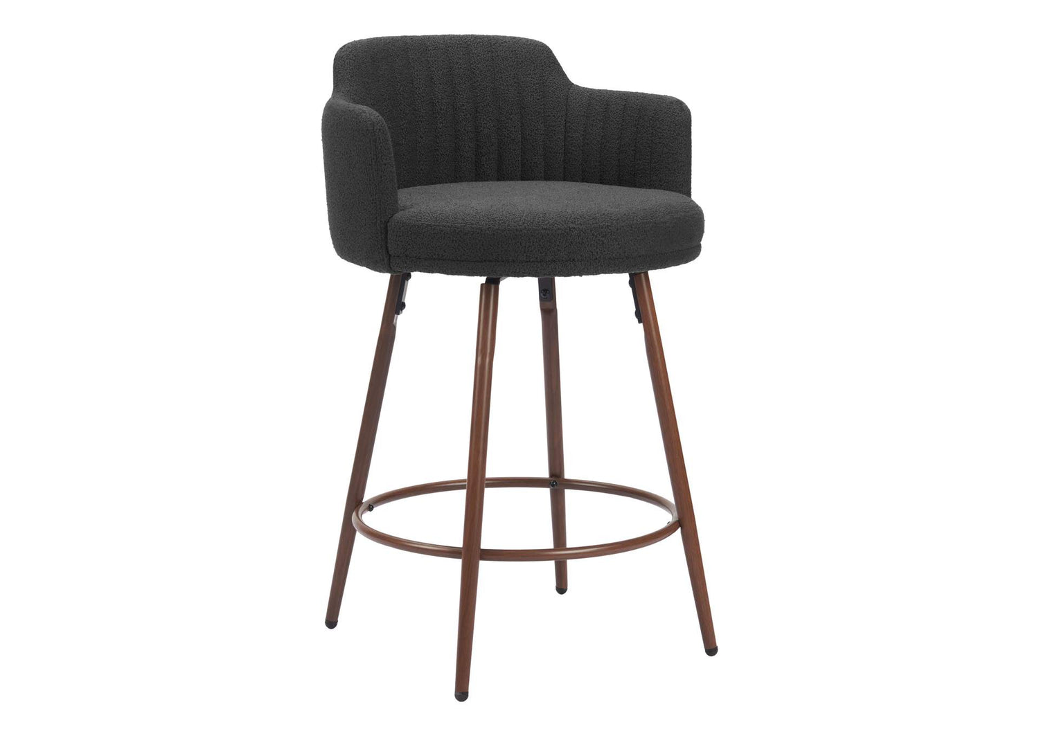 110375 Kono Swivel Counter Stool (Set Of 2) Black & Walnut