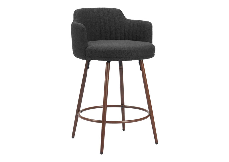 110375 Kono Swivel Counter Stool (Set Of 2) Black & Walnut