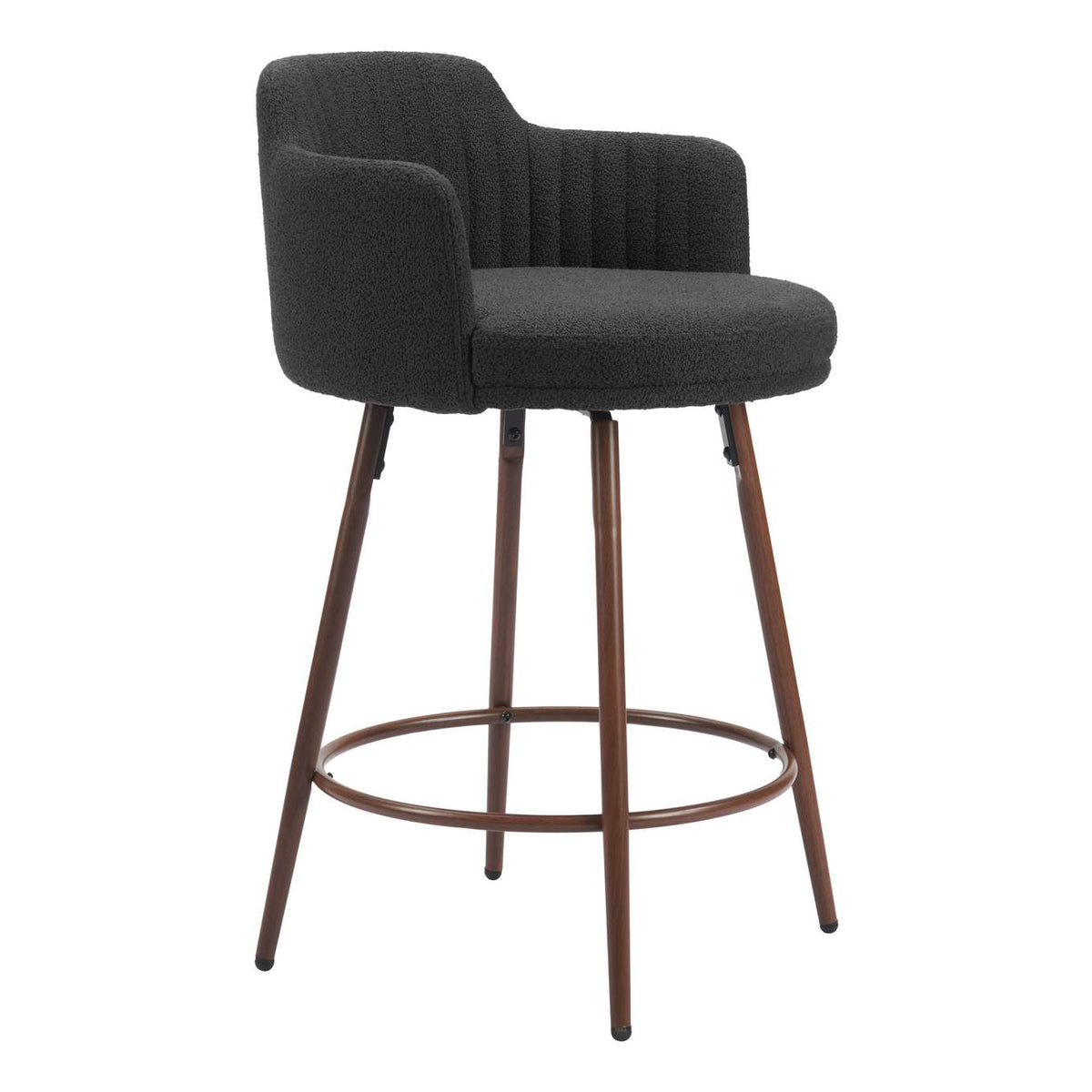 110375 Kono Swivel Counter Stool (Set Of 2) Black & Walnut