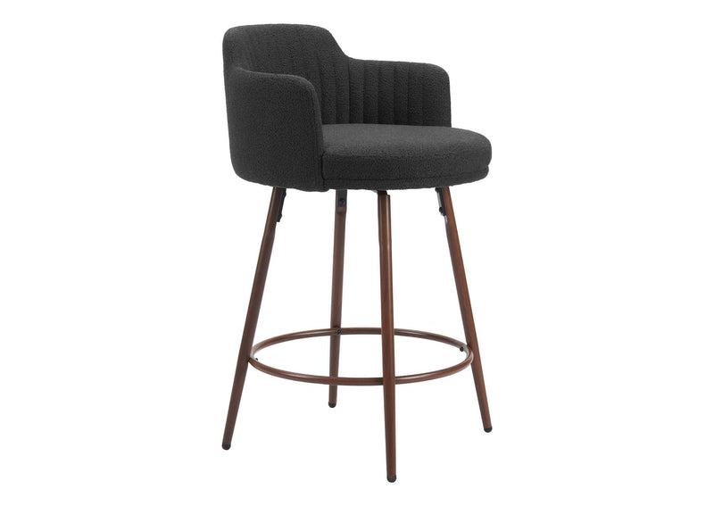 110375 Kono Swivel Counter Stool (Set Of 2) Black & Walnut