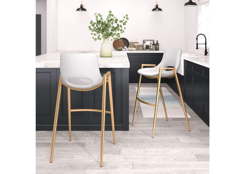 109556 Desi Barstool (Set Of 2) White & Gold