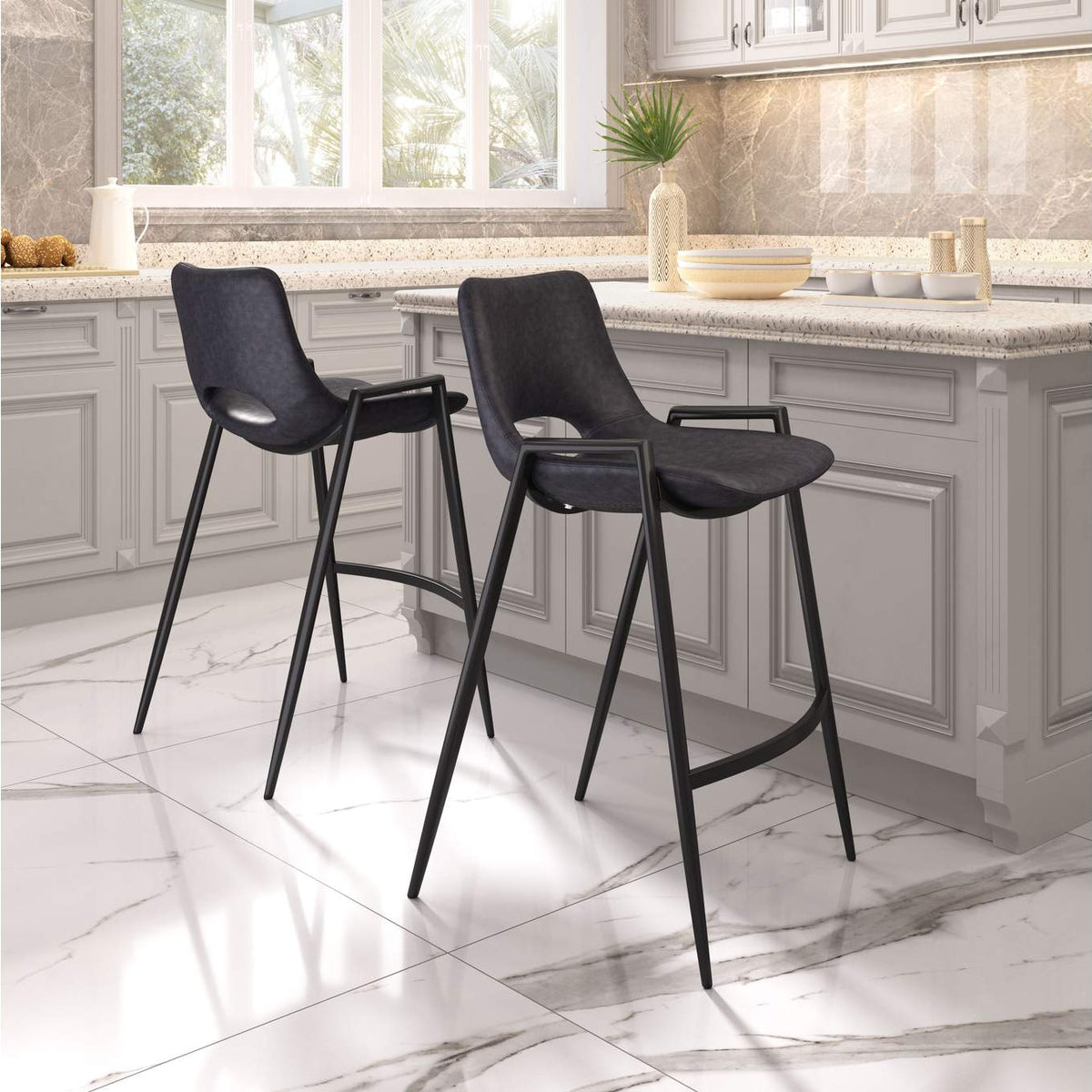 109537 Desi Counter Stool (Set Of 2) Black