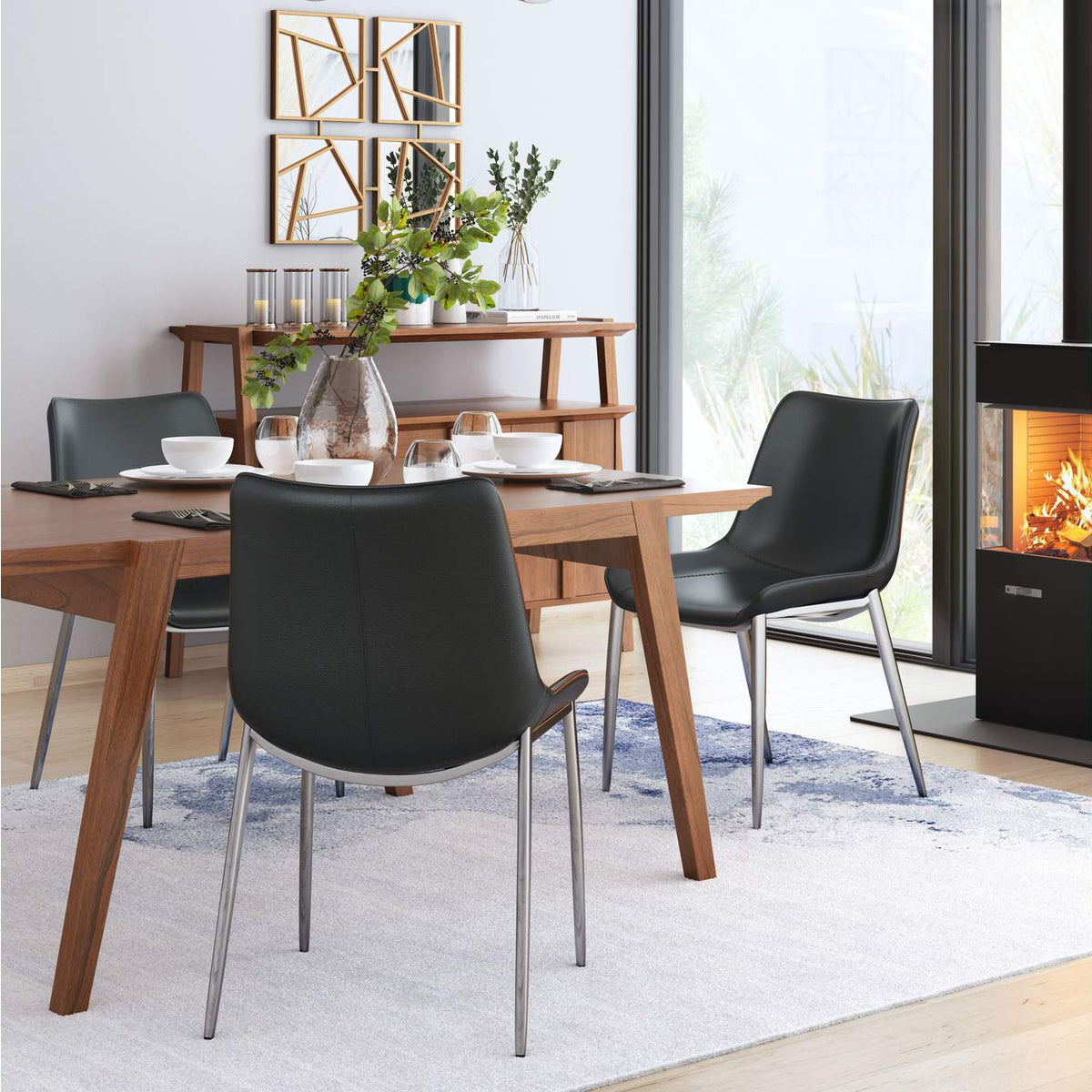 101271 Magnus Dining Chair (Set Of 2) Black & Silver