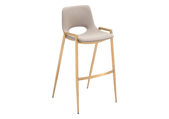 109735 Desi Barstool (Set Of 2) Beige & Gold
