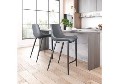 109391 Magnus Barstool (Set Of 2) Dark Gray & Black
