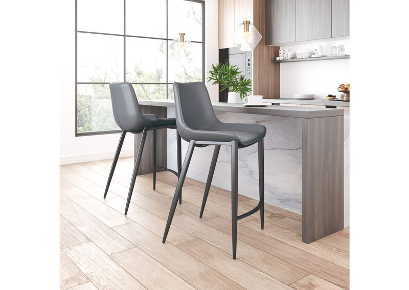 109391 Magnus Barstool (Set Of 2) Dark Gray & Black
