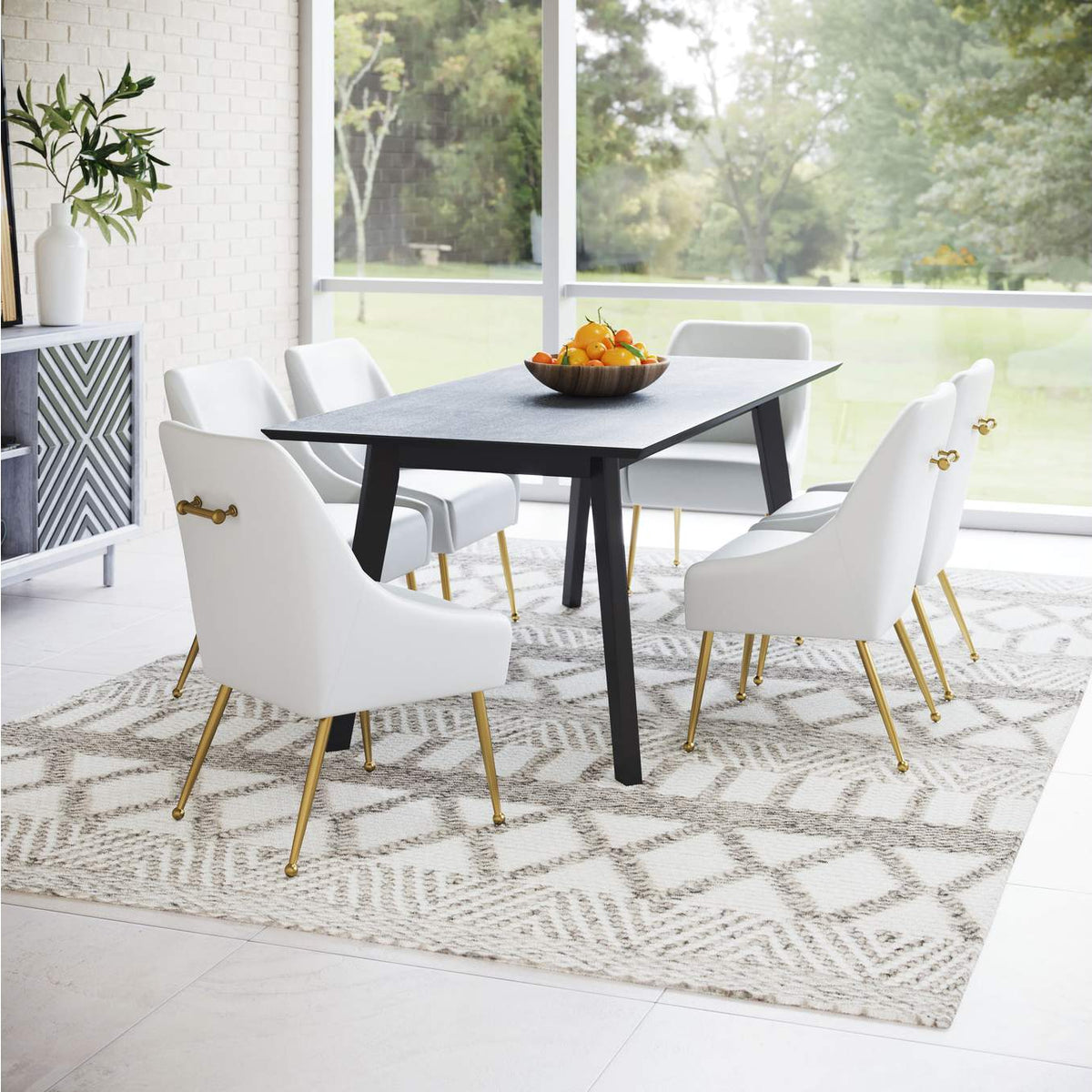 109714 Maxine Dining Chair White & Gold